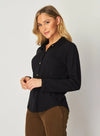 Long Sleeve Knit Button Down - Black