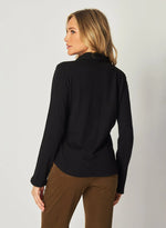 Long Sleeve Knit Button Down - Black