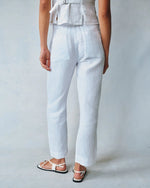 Luxe Linen Pleated Wide Leg Ankle Pant - White