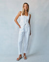 Luxe Linen Pleated Wide Leg Ankle Pant - White