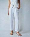 Luxe Linen Pleated Wide Leg Ankle Pant - White