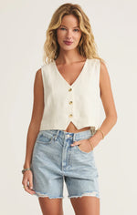 Marta Linen Vest-White