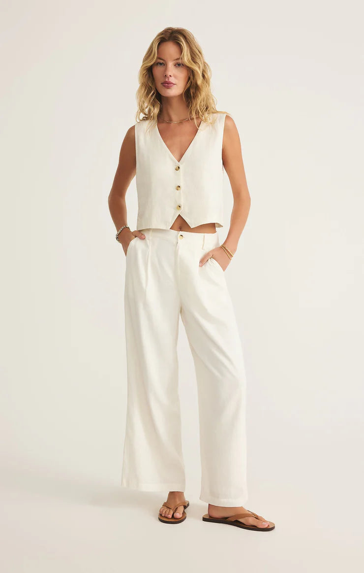 Marta Linen Vest-White