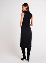 Mock Neck Midi Dress - Black