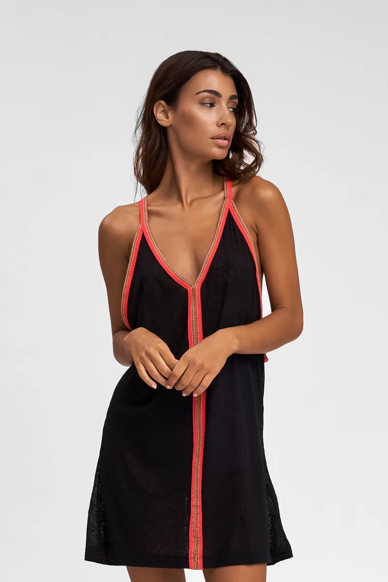 Petite Mini Sundress - Black/Red