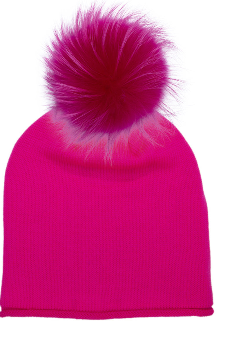 Glossy Hat - Neon Pink / Raccoon Pink Sapphire L Pom