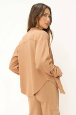 Nydia Snap Front Collared Jacket - Root Beer