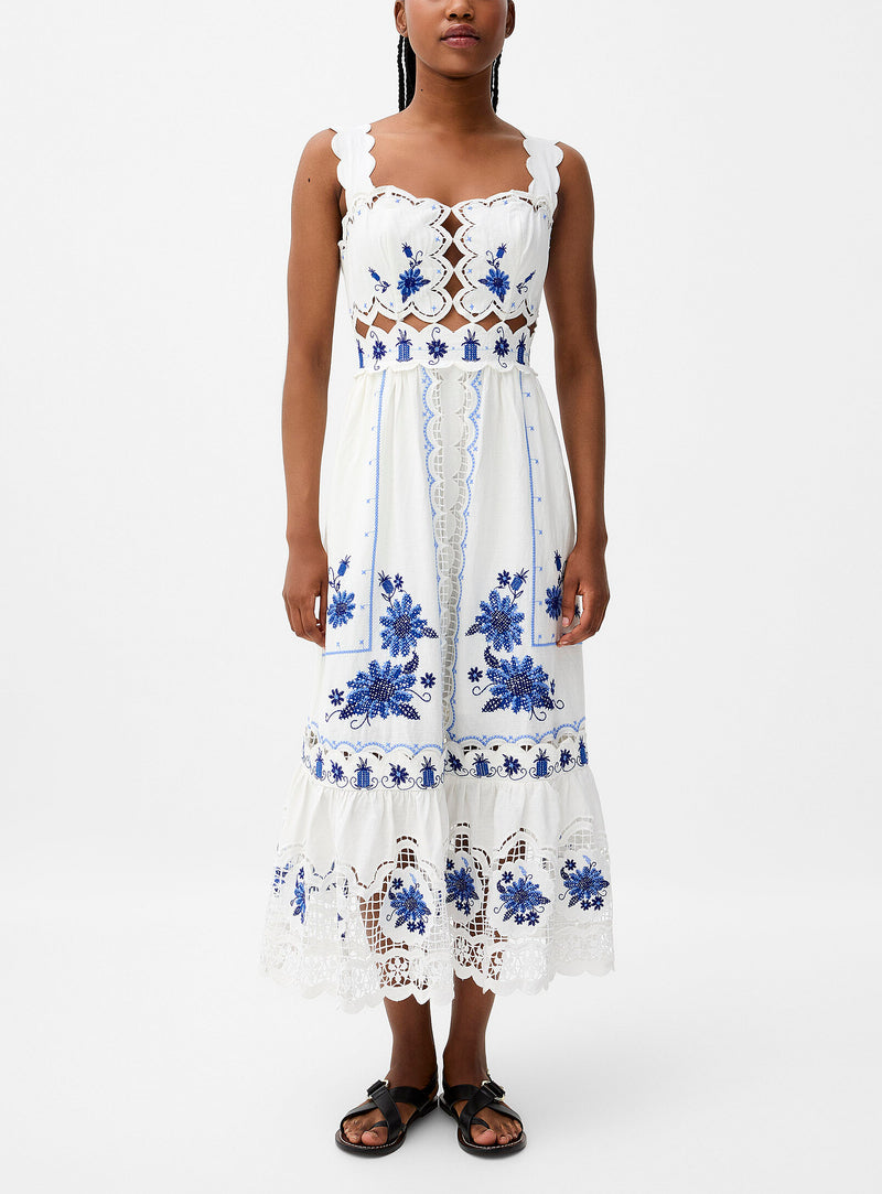 Cross Stitch Richelieu Sunflower Midi Dress