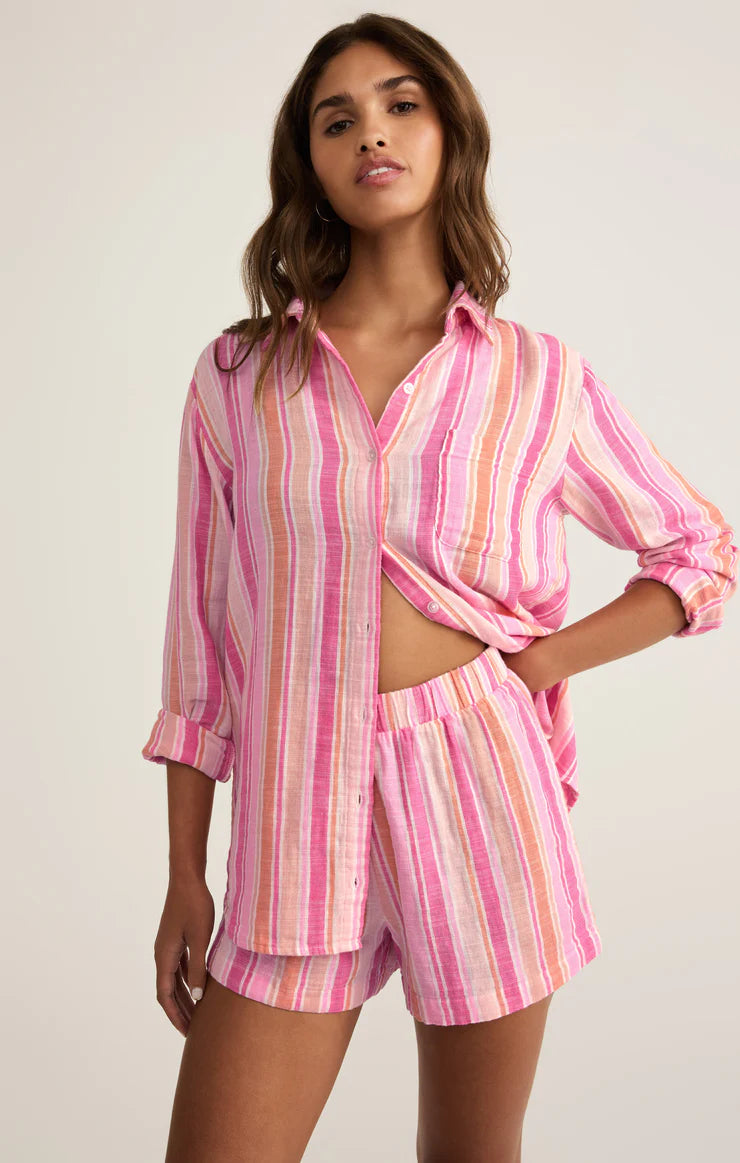 Saturdays Stripe Shirt-Pink/Multi