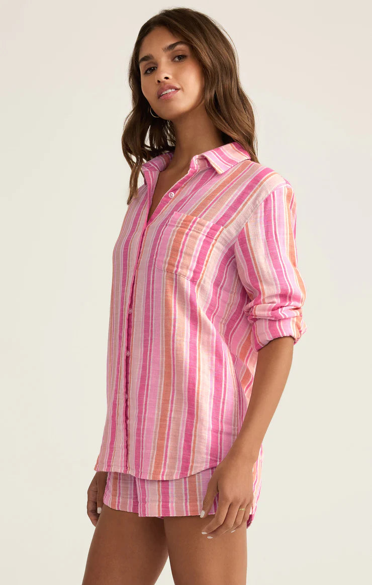 Saturdays Stripe Shirt-Pink/Multi