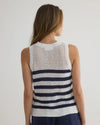 Sleeveless Crew Neck Top - Navy & White Stripe