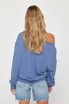 La Vida Off Shoulder Sweatshirt - Pacific Blue