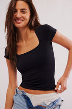 Clean Lines Baby Tee-Black