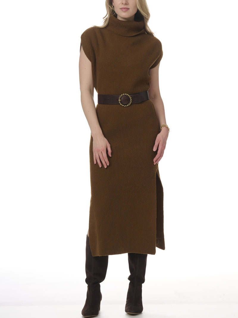 Marigold Sweater Dress - Dark Saddle