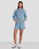 Denim Front Yoke Romper - Volcan Blue