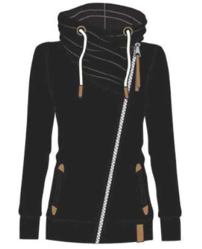 Hestia Zip Cowl Neck Sweatshirt - Black
