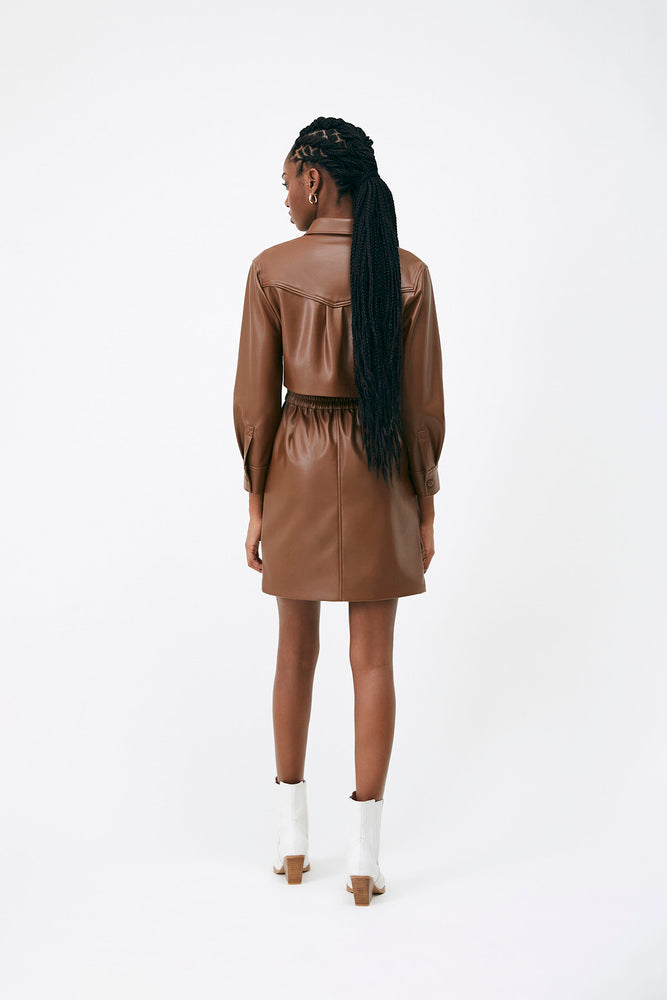 Cool Faux Leather Chocolate Dress