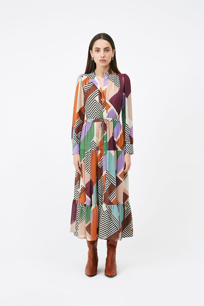 Cherin Geometric Colourblock Dress