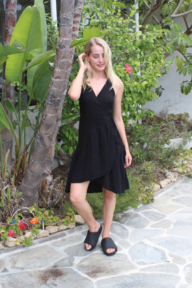 Cotton Solid Layla Dress - Black