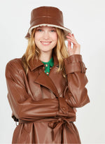 Alen Sherpa/Faux Leather Reversible Bucket Hat