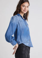 Vintage Wash Pin Tucked Denim Button Down