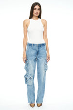 Bobbie Mid Rise Loose Straight Cargo Jean