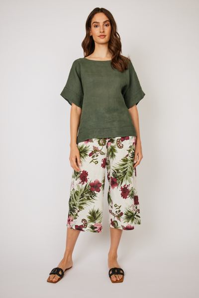 Cropped Linen Pant - Tuscan Floral
