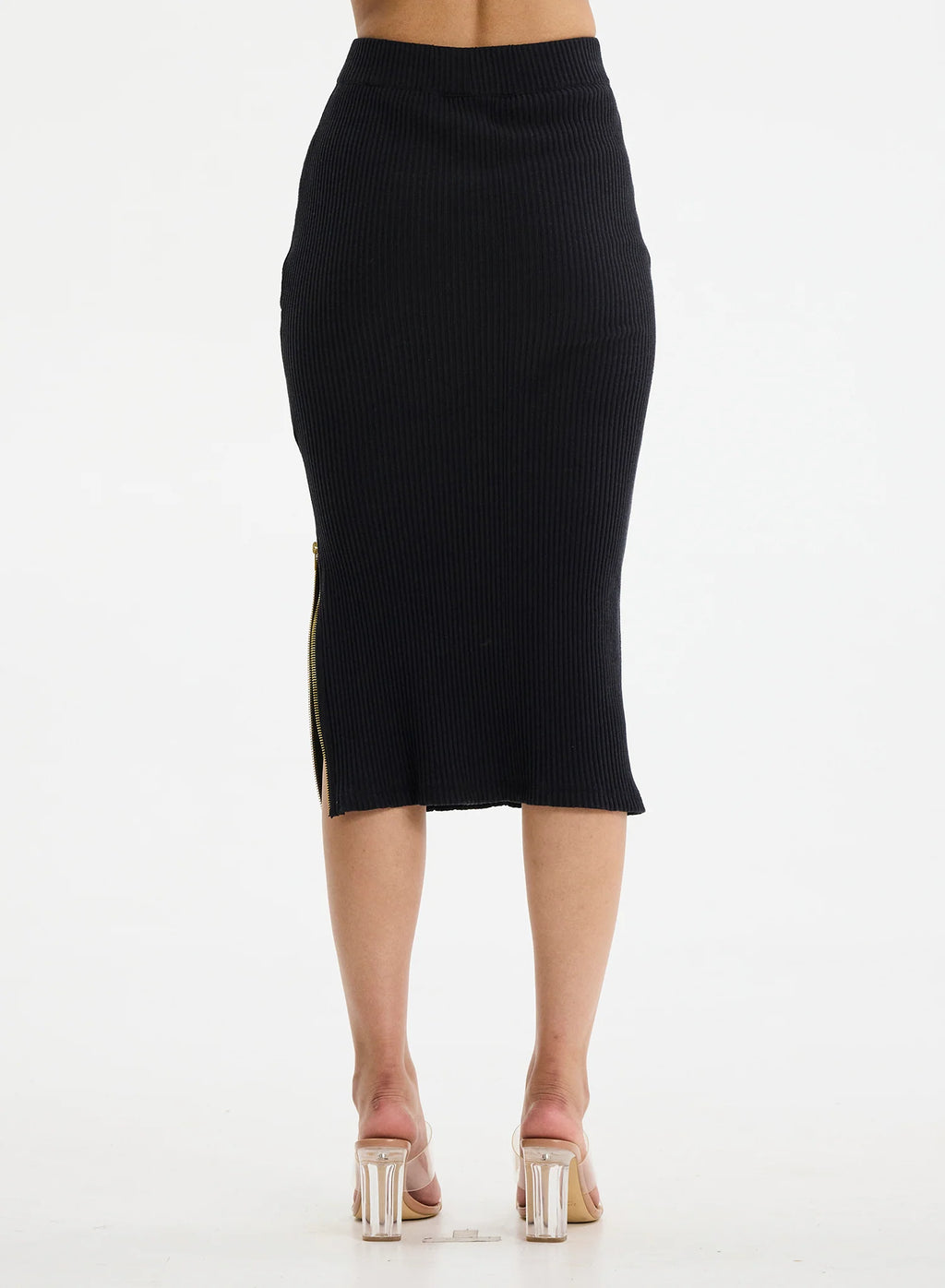 Lily Side Zip Ribbed Maxi Skirt