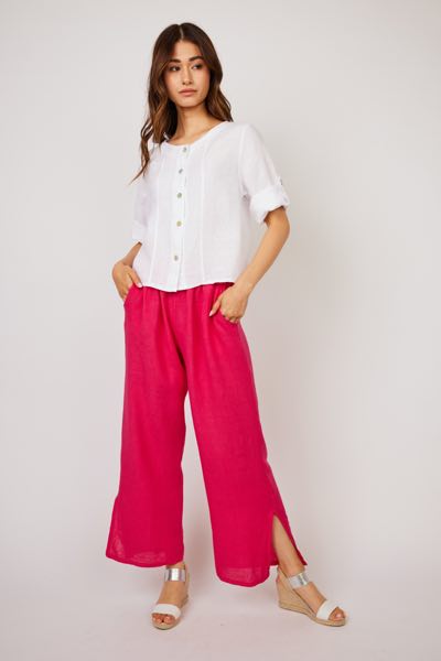 Linen Lounge Pant With Side Slit