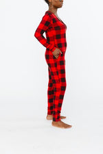 The Friday Romper in Poinsettia Plaid