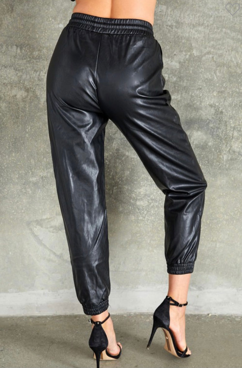 Suzy D Vegan Leather Joggers - Underground Clothing