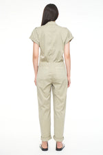 Jordan Short Sleeve Zip Front Jumpsuit - Pistachio