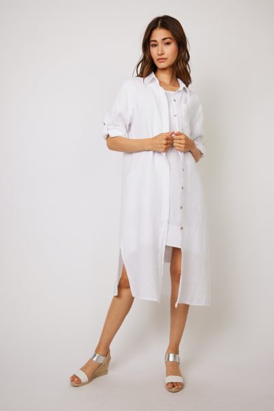 Maxi Linen Blouse Dress - White