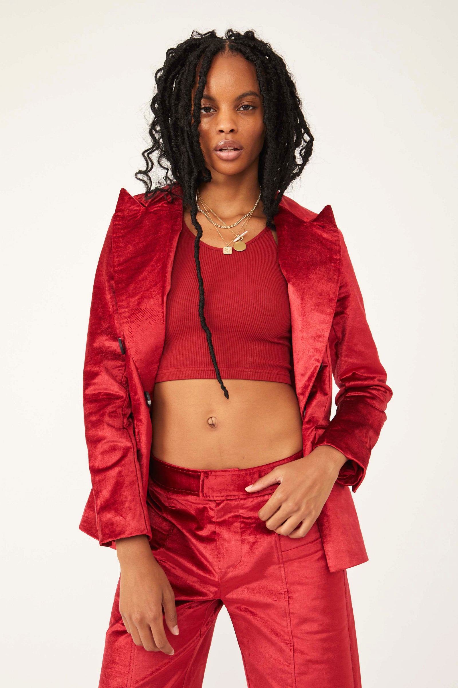 Velvet sale cropped blazer