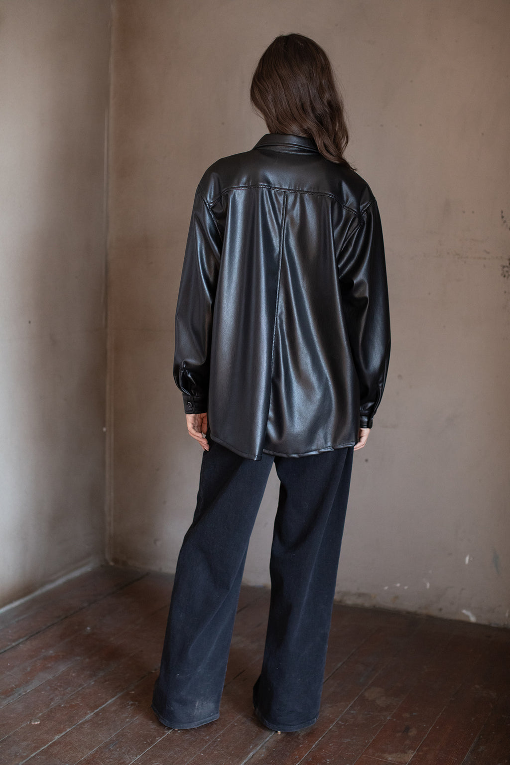 Anny Vegan Leather Shirt - Black