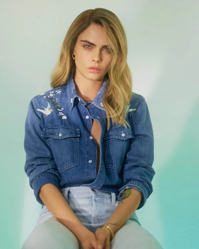 Classic Denim Shirt With Embroidery